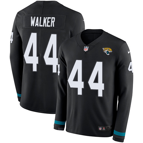 Jaguars #44 Travon Walker Black Team Color Men's Stitched Limited Therma Long Sleeve Jersey