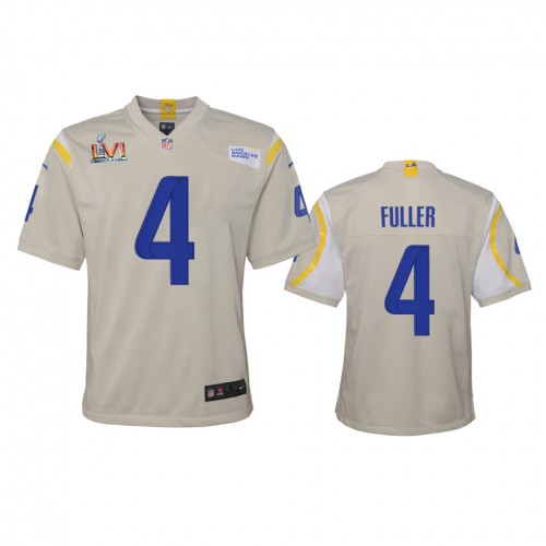 Los Angeles Los Angeles Rams #4 Jordan Fuller Youth Super Bowl LVI Patch Game Jersey - Bone Youth