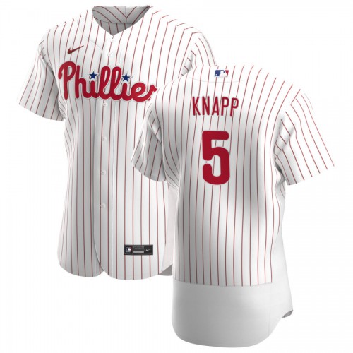 Philadelphia Philadelphia Phillies #5 Andrew Knapp Men's White Home 2020 Authentic Player Jersey Men's