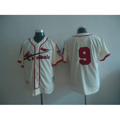 Mitchell And Ness St.Louis Cardinals #9 Roger Maris Cream Throwback Stitched Jersey Men's