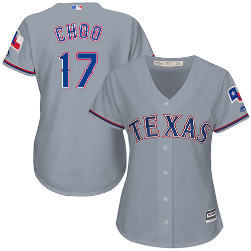 Texas Rangers #17 Shin-Soo Choo Grey Road Women's Stitched Jersey Womens