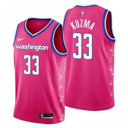 Washington Wizards #33 Kyle Kuzma Mens 2022-23 City Edition Jersey - Cherry Blossom Pink Mens