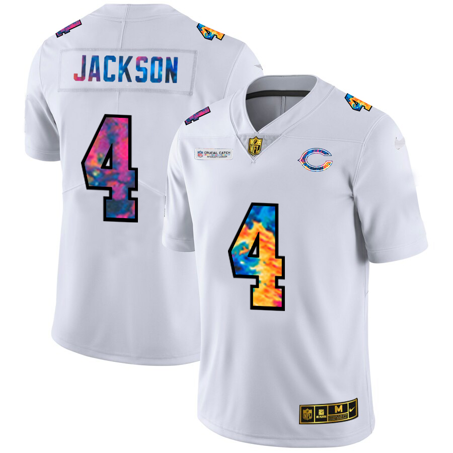 Chicago Bears #4 Eddie Jackson Men's White Multi-Color 2020 Crucial Catch Limited Jersey
