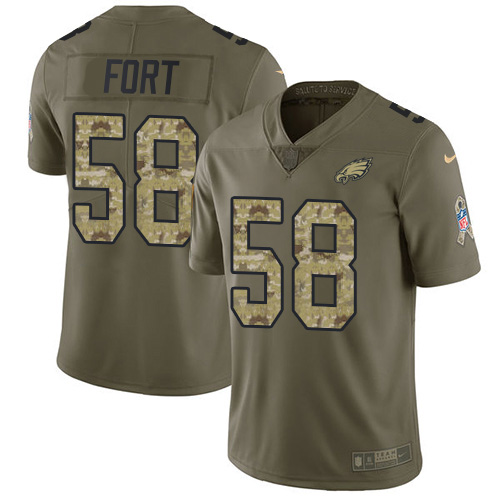 Philadelphia Eagles #58 LJ Fort Olive/Camo Men's Stitched Limited 2017 Salute To Service Jersey Men's