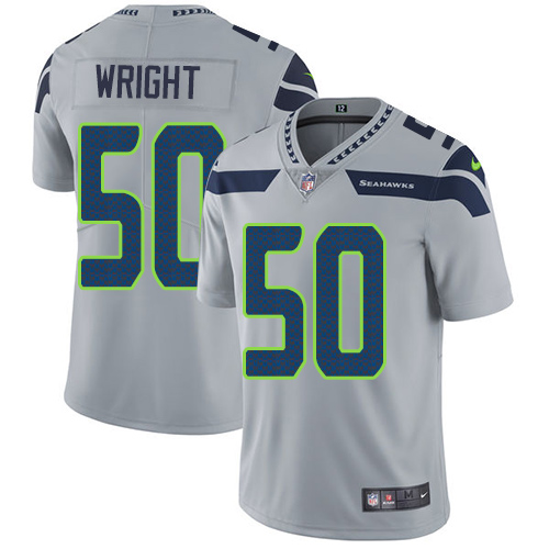 Seattle Seahawks #50 K.J. Wright Grey Alternate Men's Stitched Vapor Untouchable Limited Jersey Men's