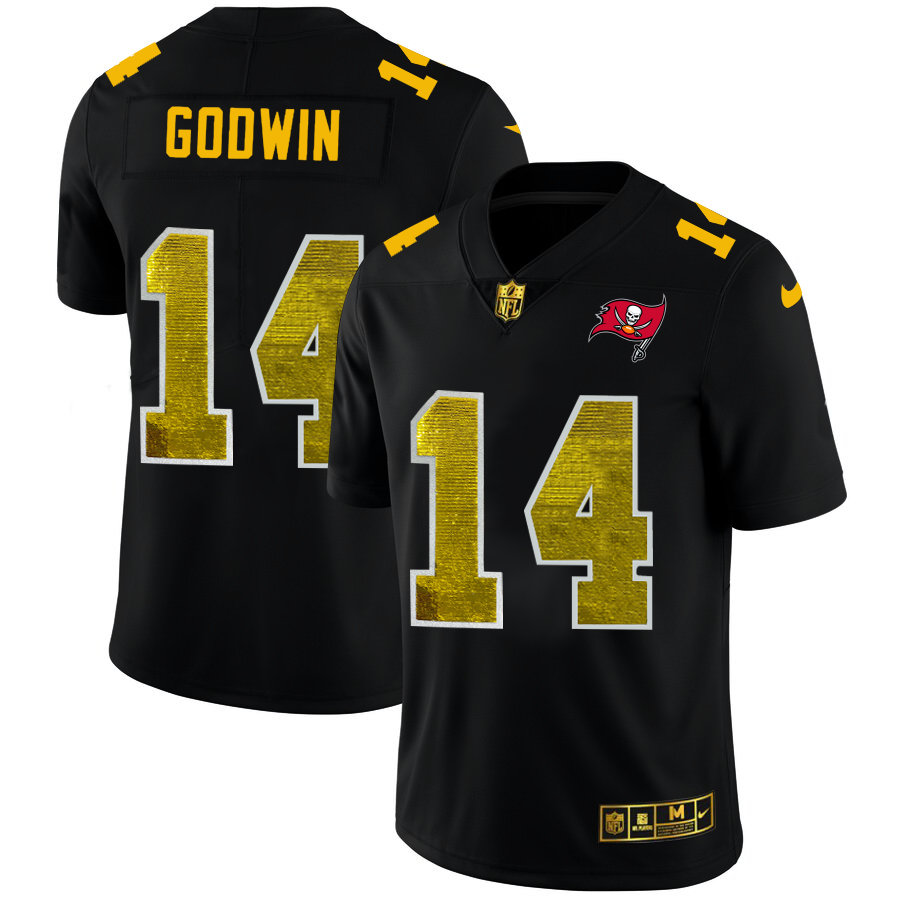 Tampa Bay Buccaneers #14 Chris Godwin Men's Black Golden Sequin Vapor Limited Jersey