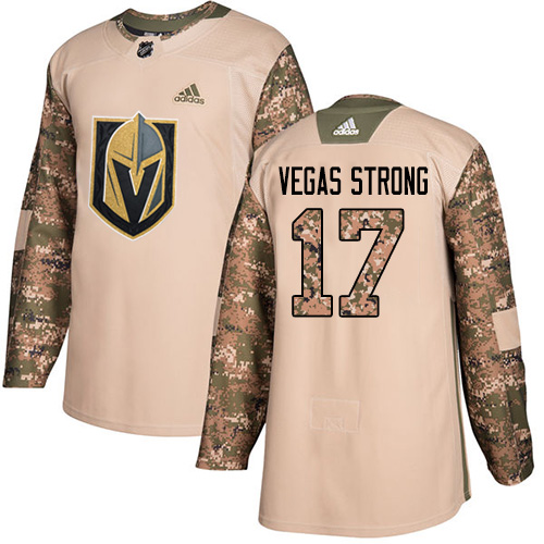 Adidas Golden Vegas Golden Knights #17 Vegas Strong Camo Authentic 2017 Veterans Day Stitched Jersey Men's