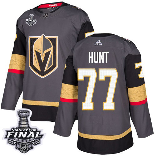 Adidas Golden Vegas Golden Knights #77 Brad Hunt Grey Home Authentic 2018 Stanley Cup Final Stitched Youth Jersey Youth