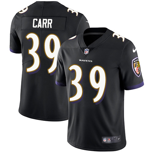 Baltimore Ravens #39 Brandon Carr Black Alternate Men's Stitched Vapor Untouchable Limited Jersey Men's