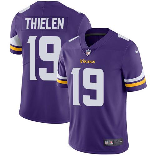 Vikings #19 Adam Thielen Purple Team Color Men's Stitched Vapor Untouchable Limited Jersey
