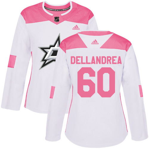 Adidas Dallas Stars #60 Ty Dellandrea White/Pink Authentic Fashion Women's Stitched Jersey Womens