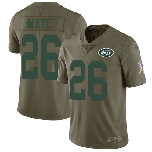 New York Jets #26 Marcus Maye Olive Youth Stitched Limited 2017 Salute to Service Jersey Youth
