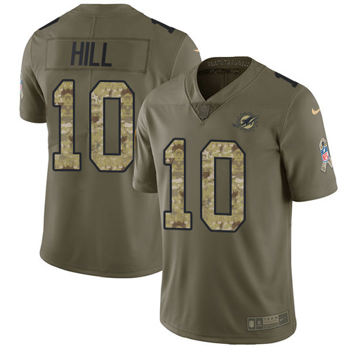 Dolphins #10 Tyreek Hill Olive/Camo Men's Stitched Limited 2017 Salute To Service Jersey