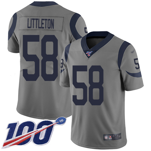 Los Angeles Rams #58 Cory Littleton Gray Men's Stitched Limited Inverted Legend 100th Season Jersey Men's
