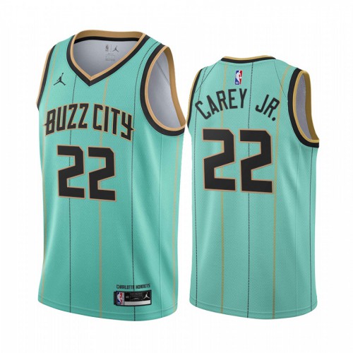 Charlotte Hornets #22 Vernon Carey Jr. Mint Green Youth Swingman 2020-21 City Edition Jersey Youth