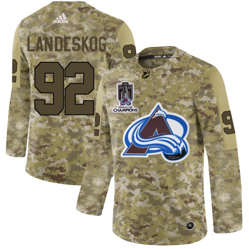 Adidas Colorado Avalanche #92 Gabriel Landeskog Camo 2022 Stanley Cup Champions Authentic Stitched Jersey Men's