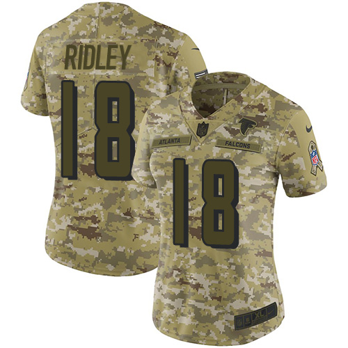 Falcons #18 Calvin Ridley Camo Women's Stitched Limited 2018 Salute To Service Jersey