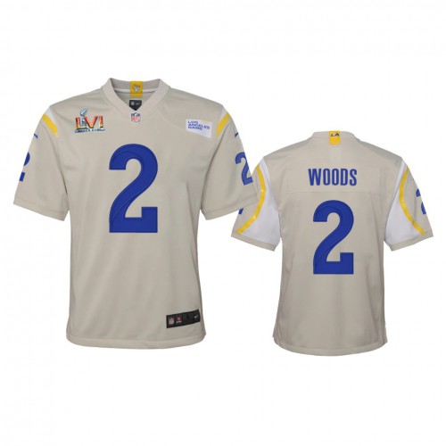 Los Angeles Los Angeles Rams #2 Robert Woods Youth Super Bowl LVI Patch Game Jersey - Bone Youth