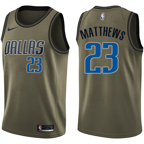 Dallas Mavericks #23 Wesley Matthews Green Salute to Service Youth Swingman Jersey Youth