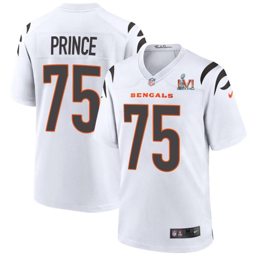 Cincinnati Cincinnati Bengals #75 Isaiah Prince White Super Bowl LVI Patch Game Jersey Men's