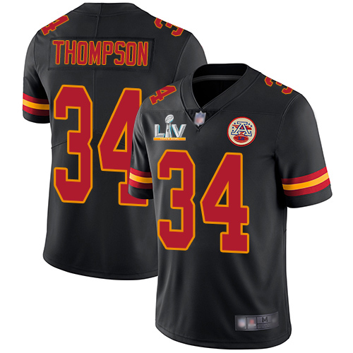 Kansas City Chiefs #34 Darwin Thompson Black Men's Super Bowl LV Bound Stitched Limited Rush Jersey Men's