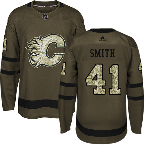 Adidas Calgary Flames #41 Mike Smith Green Salute to Service Stitched Youth Jersey Youth