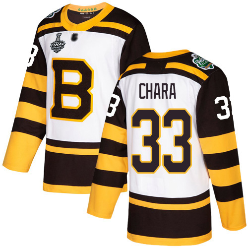 Adidas Boston Bruins #33 Zdeno Chara White Authentic 2019 Winter Classic Stanley Cup Final Bound Youth Stitched Jersey Youth