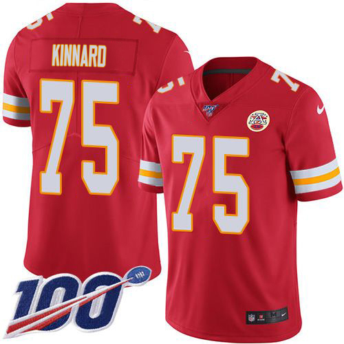 Chiefs #75 Darian Kinnard Red Team Color Youth Stitched 100th Season Vapor Limited Jersey