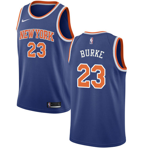 New York Knicks #23 Trey Burke Blue Swingman Icon Edition Jersey Mens