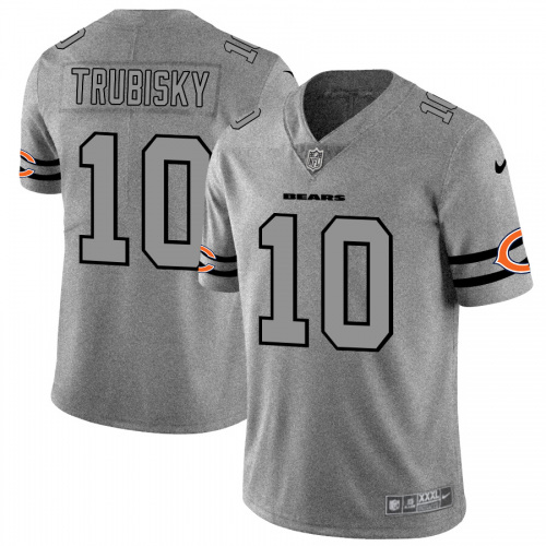 Chicago Chicago Bears #10 Mitchell Trubisky Men's Gray Gridiron II Vapor Untouchable Limited Jersey Men's