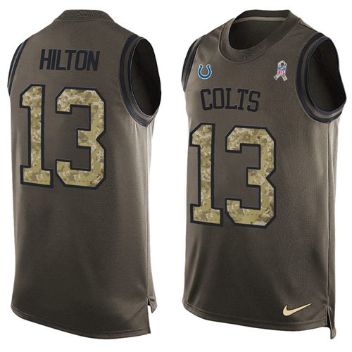 Colts #13 T.Y. Hilton Green Men's Stitched Limited Salute To Service Tank Top Jersey