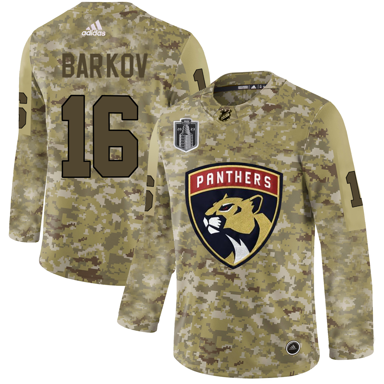 Adidas Lightning #16 Aleksander Barkov Camo 2023 Stanley Cup Final Patch Authentic Stitched Youth Jersey