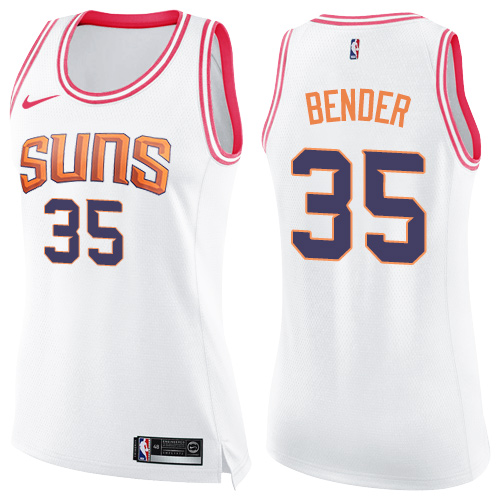 Phoenix Suns #35 Dragan Bender White/Pink Womens Swingman Fashion Jersey Womens