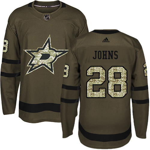 Adidas Dallas Stars #28 Stephen Johns Green Salute to Service Youth Stitched Jersey Youth