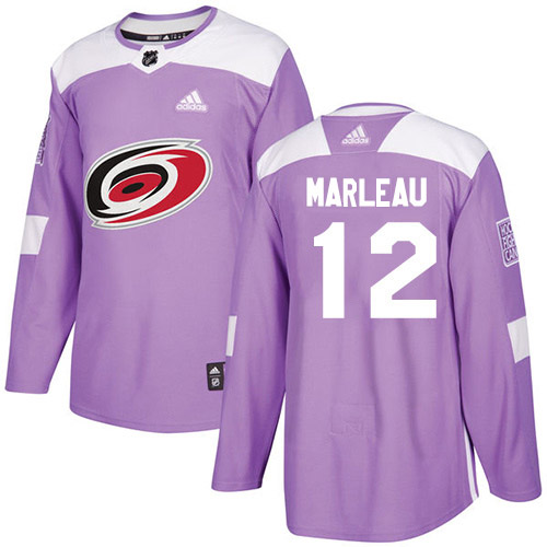 Adidas Carolina Hurricanes #12 Patrick Marleau Purple Authentic Fights Cancer Stitched Jersey Men's