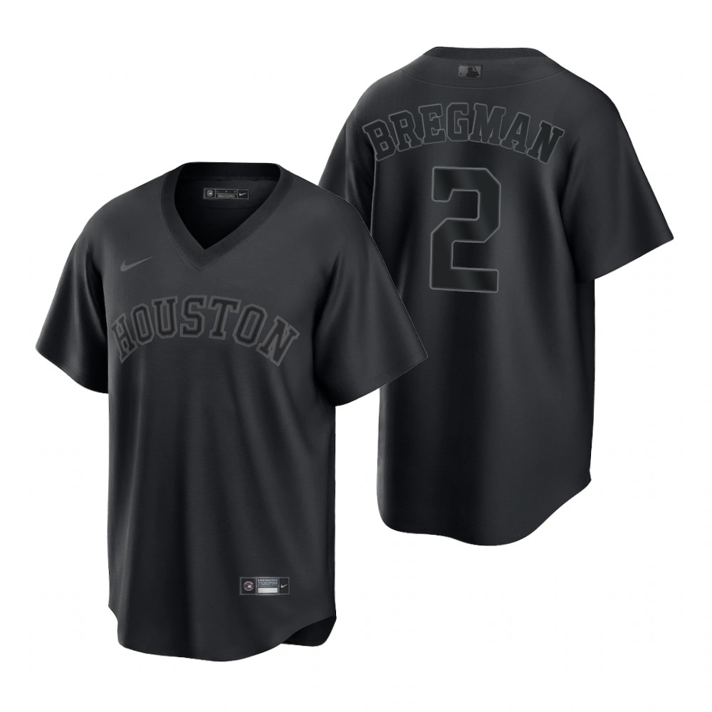 Houston Astros #2 Alex Bregman Men's Black Pitch Black Fashion Jersey