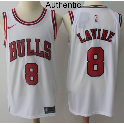 Chicago Bulls #8 Zach LaVine White Authentic Association Edition Jersey Mens