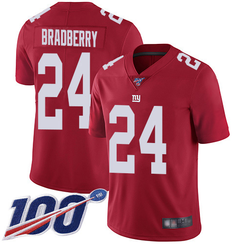 New York Giants #24 James Bradberry Red Men's Stitched Limited Inverted Legend 100th Season Jersey Men's