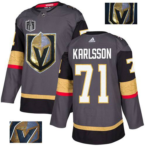 Adidas Golden Knights #71 William Karlsson Grey 2023 Stanley Cup Final Patch Home Authentic Fashion Gold Stitched Jersey
