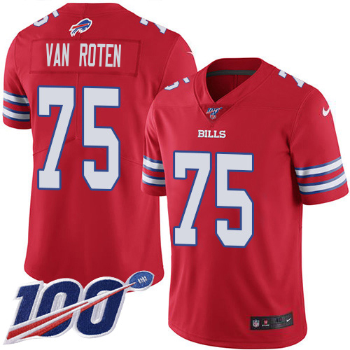 Bills #75 Greg Van Roten Red Youth Stitched Limited Rush 100th Season Jersey