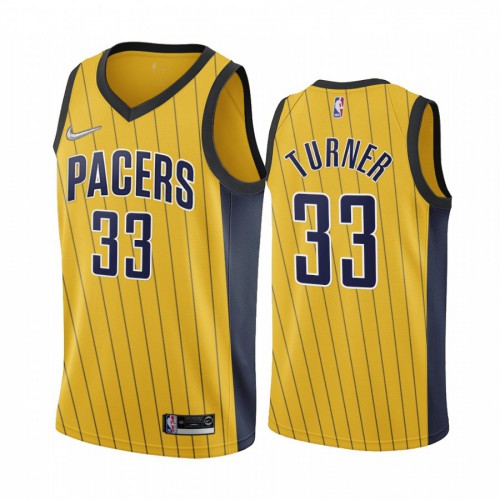 Indiana Indiana Pacers #33 Myles Turner Gold Womens Swingman 2020-21 Earned Edition Jersey Womens