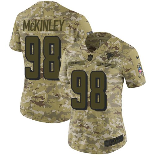 Atlanta Falcons #98 Takkarist McKinley Camo Women's Stitched Limited 2018 Salute to Service Jersey Womens