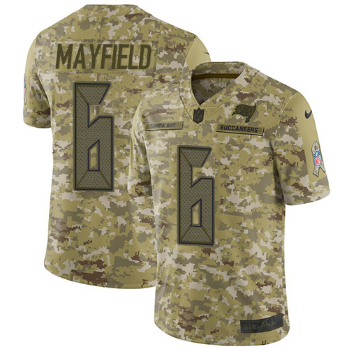 Buccaneers #6 Baker Mayfield Camo Youth Stitched Limited 2018 Salute To Service Jersey