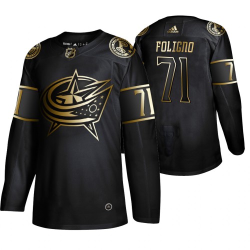 Adidas Columbus Blue Jackets #71 Nick Foligno Men's 2019 Black Golden Edition Authentic Stitched Jersey Men's