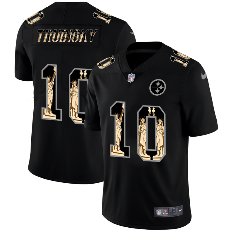 Pittsburgh Steelers #10 Mitchell Trubisky Carbon Black Vapor Statue Of Liberty Limited Jersey