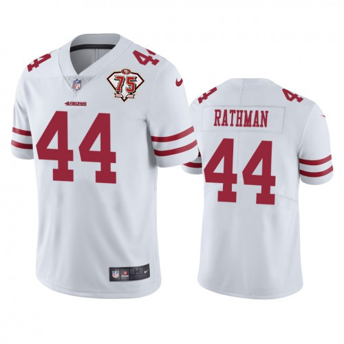 San Francisco 49ers #44 Tom Rathman White Men's 75th Anniversary Stitched Vapor Untouchable Limited Jersey Men's