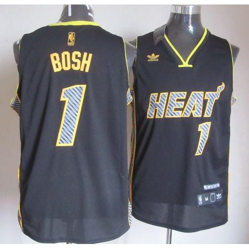 Miami Heat #1 Chris Bosh Black Electricity Fashion Stitched Jersey Mens