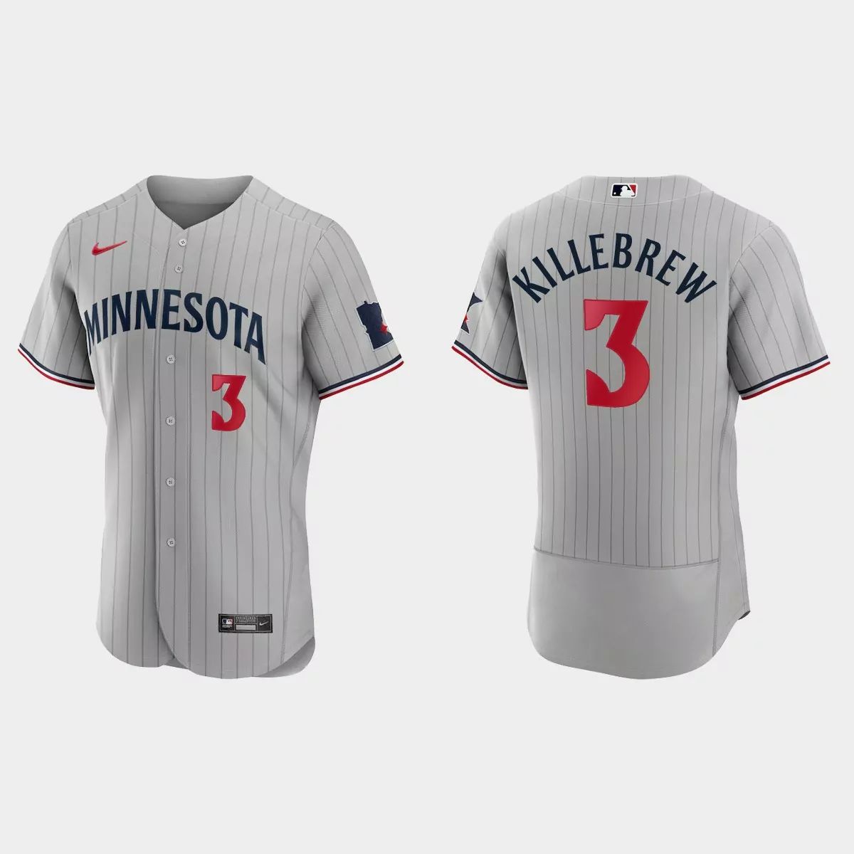 Minnesota Twins #3 Harmon Killebrew Men's 2023 Authentic Jersey - Gray