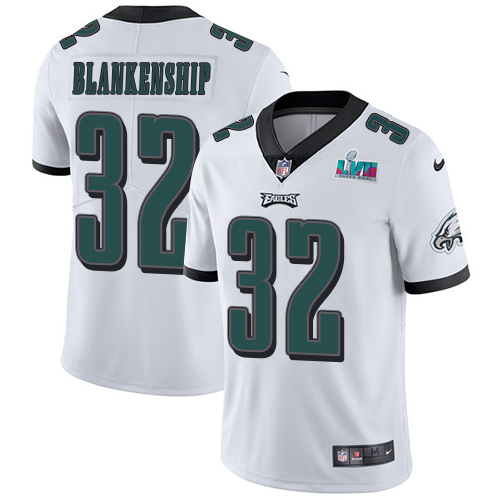 Eagles #32 Reed Blankenship White Super Bowl LVII Patch Men's Stitched Vapor Untouchable Limited Jersey
