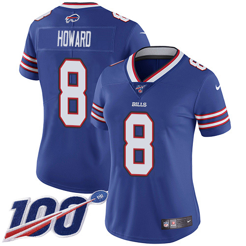 Buffalo Bills #8 O. J. Howard Royal Blue Team Color Women's Stitched 100th Season Vapor Untouchable Limited Jersey Womens